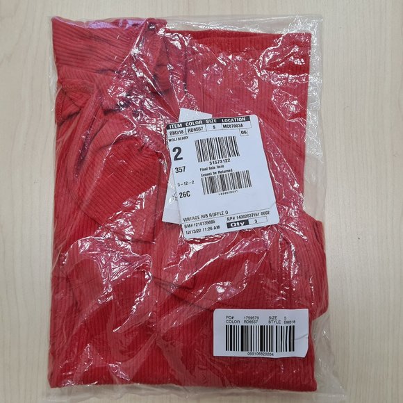 J.Crew NWT Red One-shoulder Rib Ruffle Top S - Picture 7 of 7